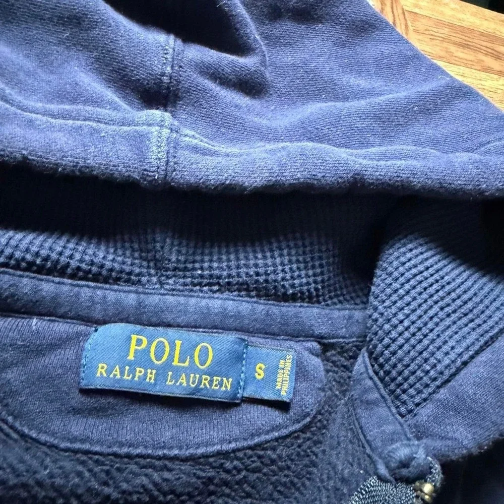 Polo Ralph Lauren Blue Y2k Fleece Phillie Quarter Zip Hoodie Small
